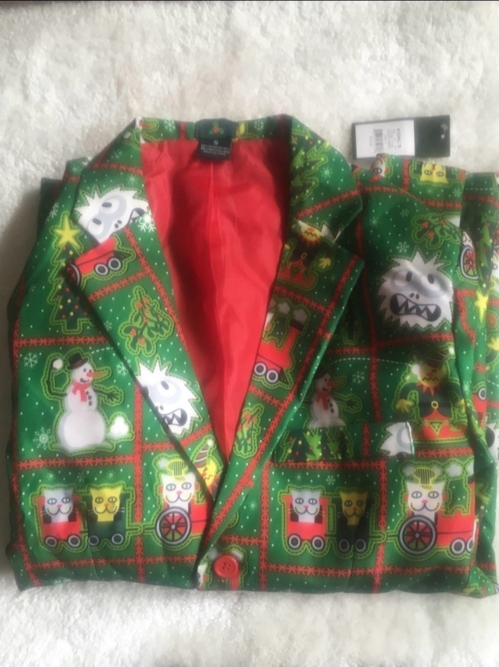 Men S Christmas Print Jacket - Green Holiday Pattern